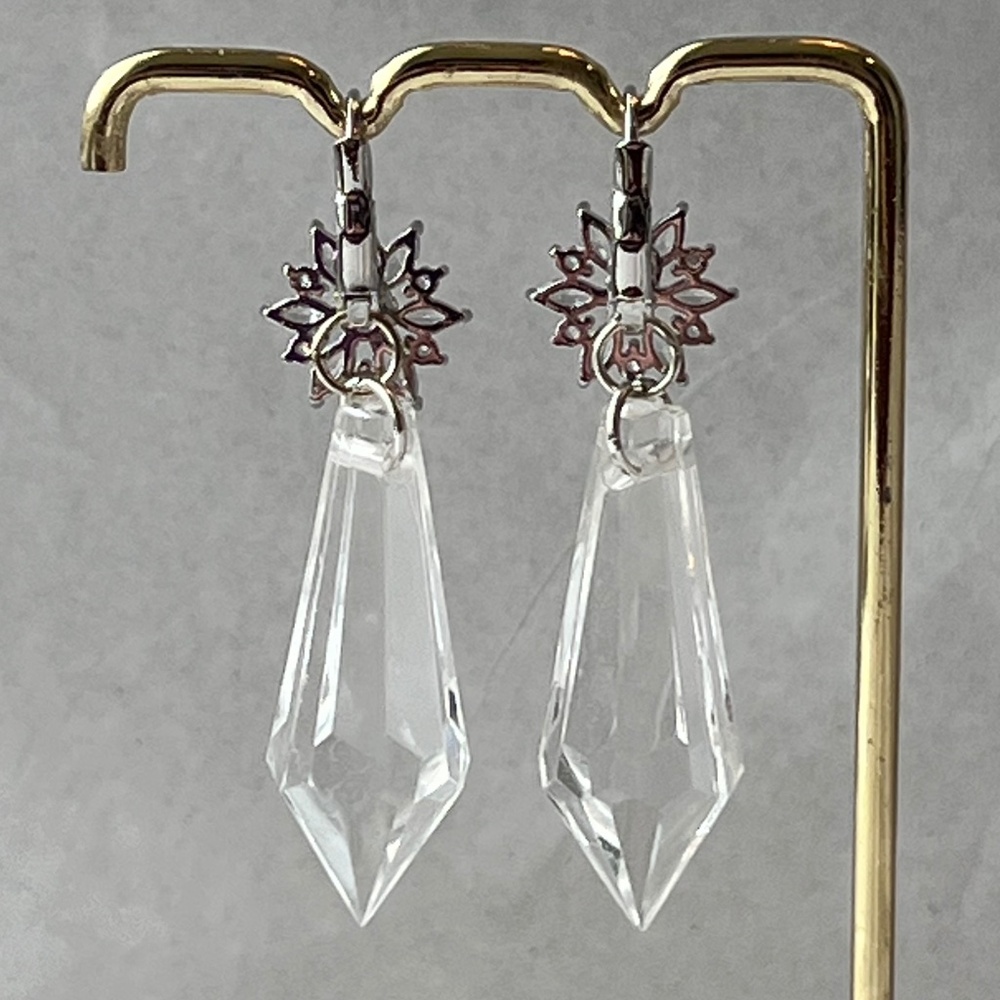Nosferatu Ellen’s Pendulum Earrings Handmade Replicas Flower Hoops + Crystals - Picture 7 of 11